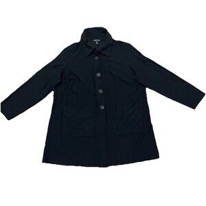 Eileen Fisher Women’s Crepe Jacket Size 1X Stretch Washable Black Long Sleeve